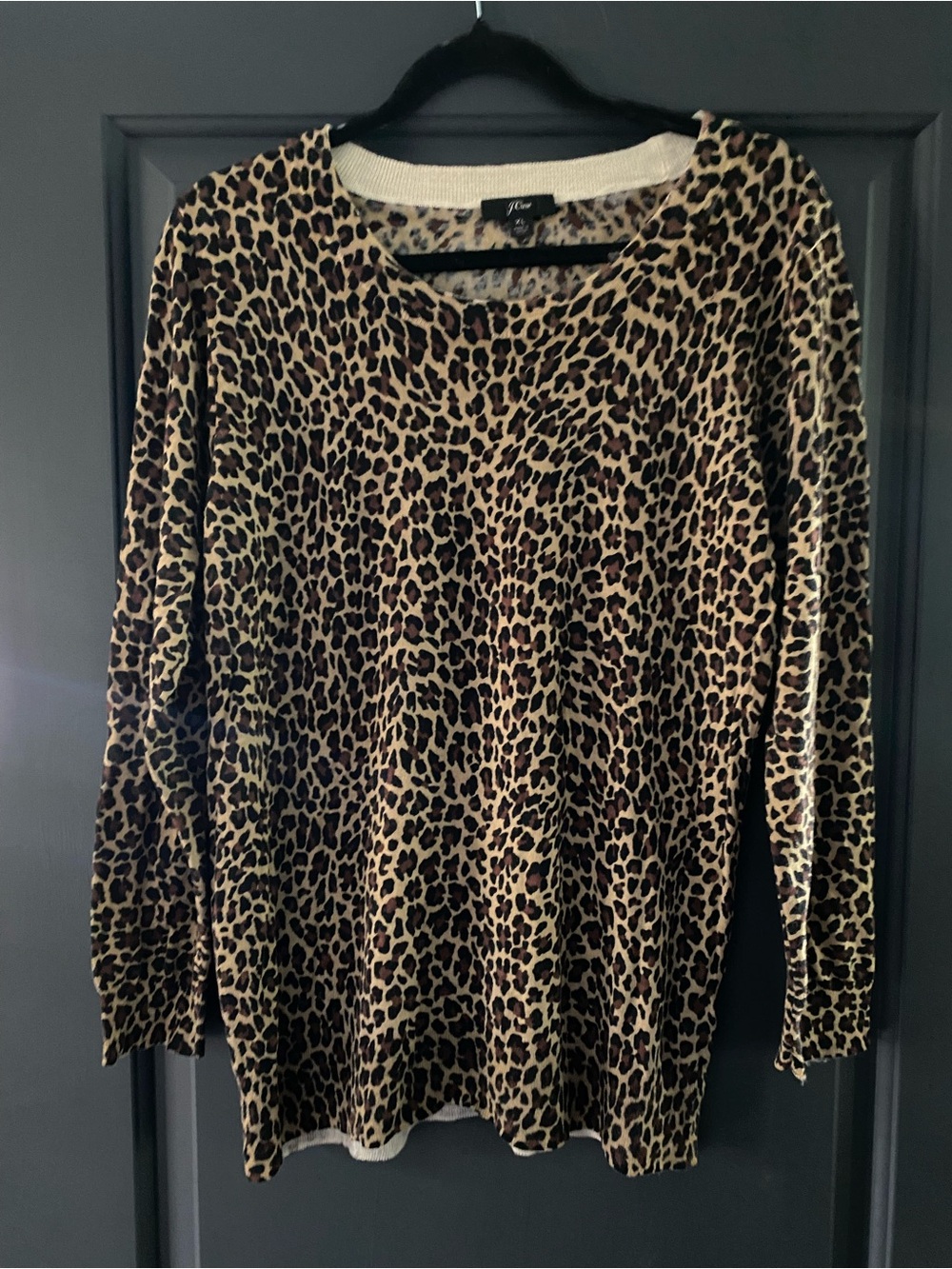 J. Crew Leopard Print Crewneck Sweater in Tan and Brown